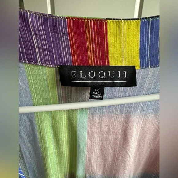 ✨ Size 20 ✨ ELOQUII Multi-Color Tie Front Mini Dress - Picture 2 of 2